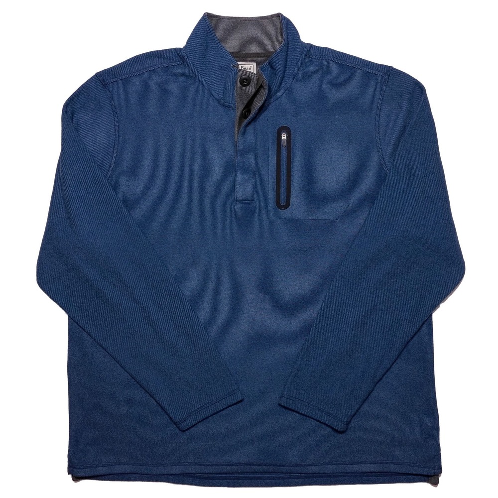 L.L.Bean Men's Fleece Layering Button Mock Pullover Sweater Shirt 505670 Blue XL